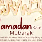 بانر دعائي PSD احتفالا بشهر رمضان مع زخارف اسلامية