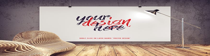 موك اب PSD mockup ملصق معلق في تصميم داخلي حديث. موك اب PSD mockup ملصق معلق في تصميم داخلي حديث.
