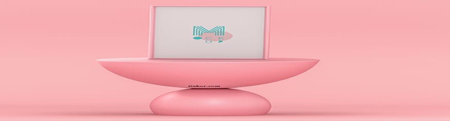موك اب PSD 3D ملصق واقعي باللون الوردي pink