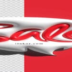 logo psd شعار كلمة بيع احمر شفاف ثلاثي الابعاد