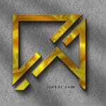 logo psd شعار حرف ذهبي على حائط رمادي