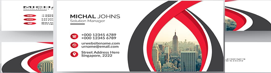 PSD business card بيضاء مع زخارف حمراء و سوداء تصميم PSD business card بيضاء مع زخارف حمراء و سوداء