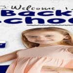 تصميم قالب PSD يعبر عن احتفال التلاميذ بالعودة للمدارس