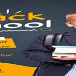 تصميم PSD مبتكر منشور يعبر عن فرحة التلاميذ في العودة للمدارس