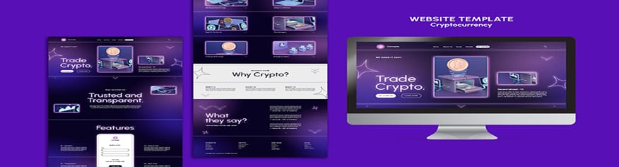قالب ui / ux تصميم موقع الكتروني للعملات المشفرة